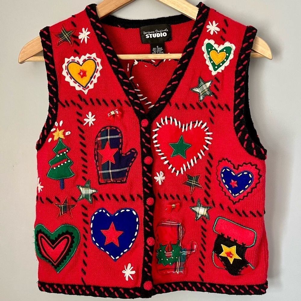 Designers Originals Studio Vintage 1990s Christmas Holiday Sweater Vest Size S